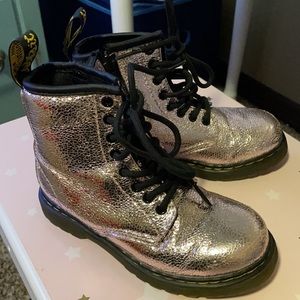 Dr. Marten Salt Pink Crinkle Boots.